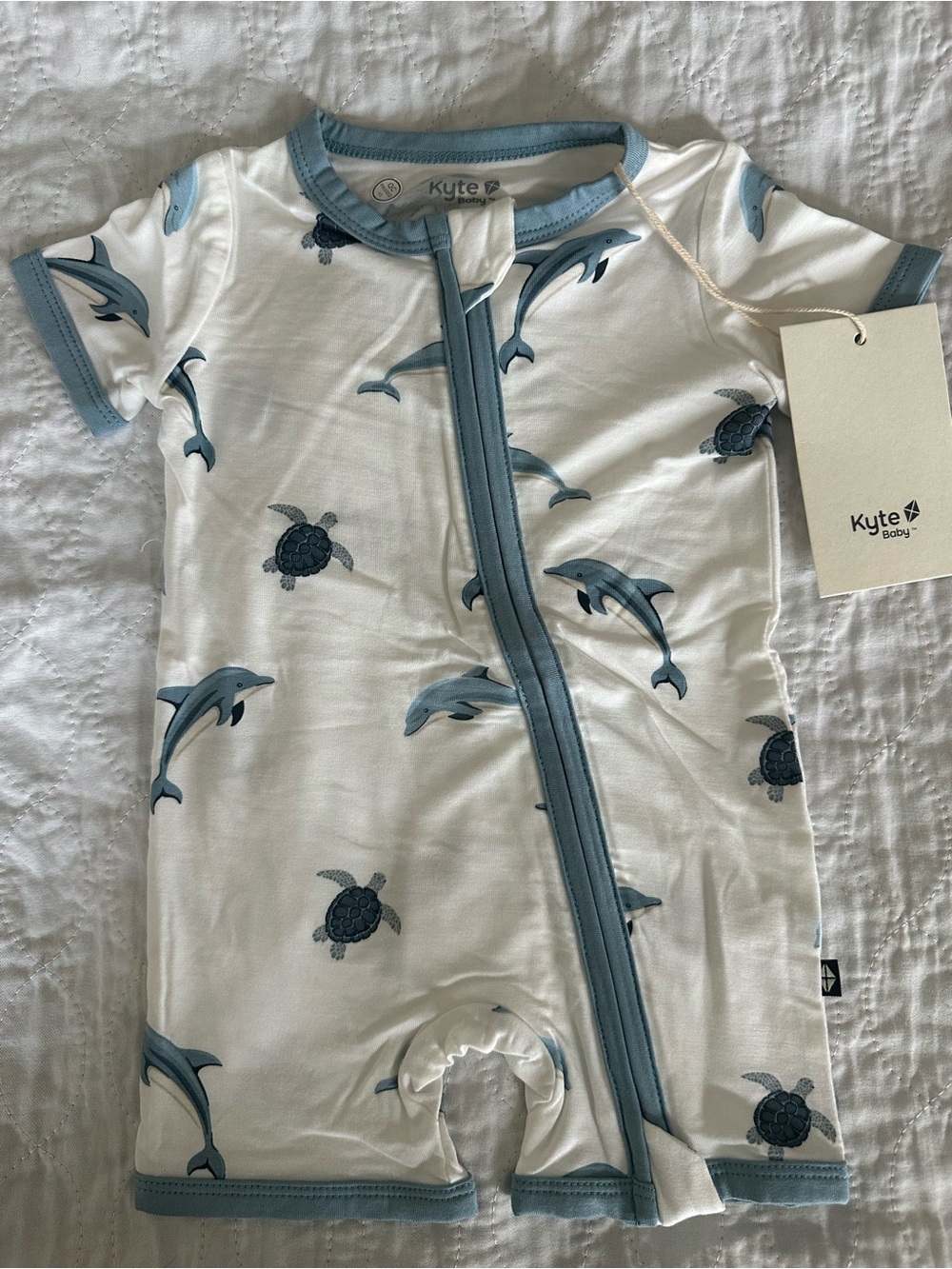 Kyte Baby Zippered Shortall Romper Dolphin